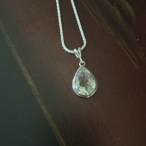 Sterling Silver Topaz Teardrop Pendant with Necklace